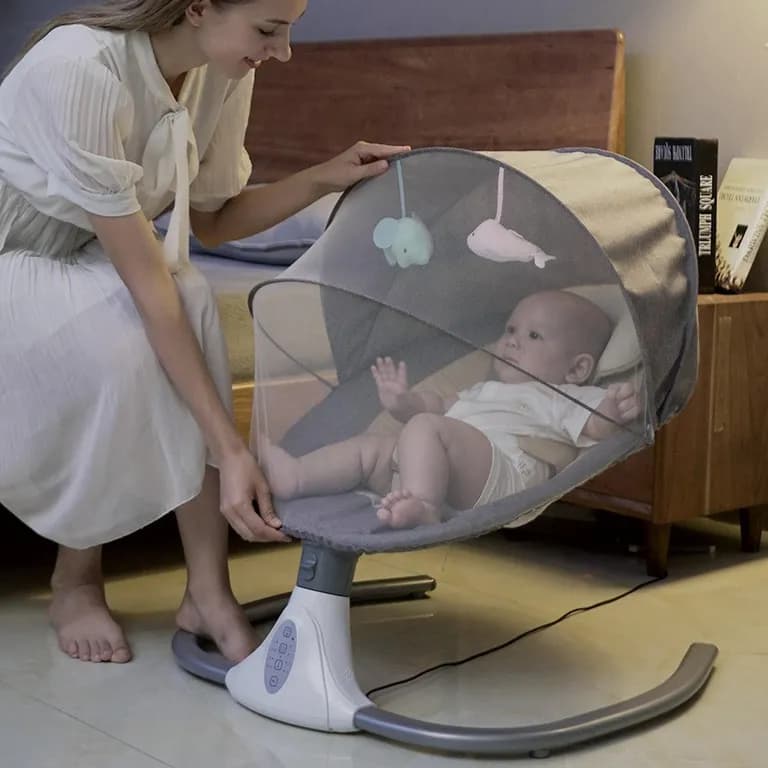 Cuna Bebe Mecedor Electrico CMusica Sillas Mecedoras - Gris