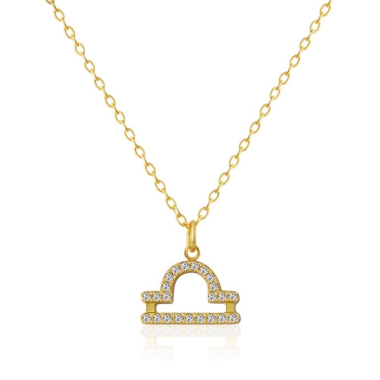 Collar Bano Oro 18k Signo Zodiaco Libra Dorado TALLA UNICA