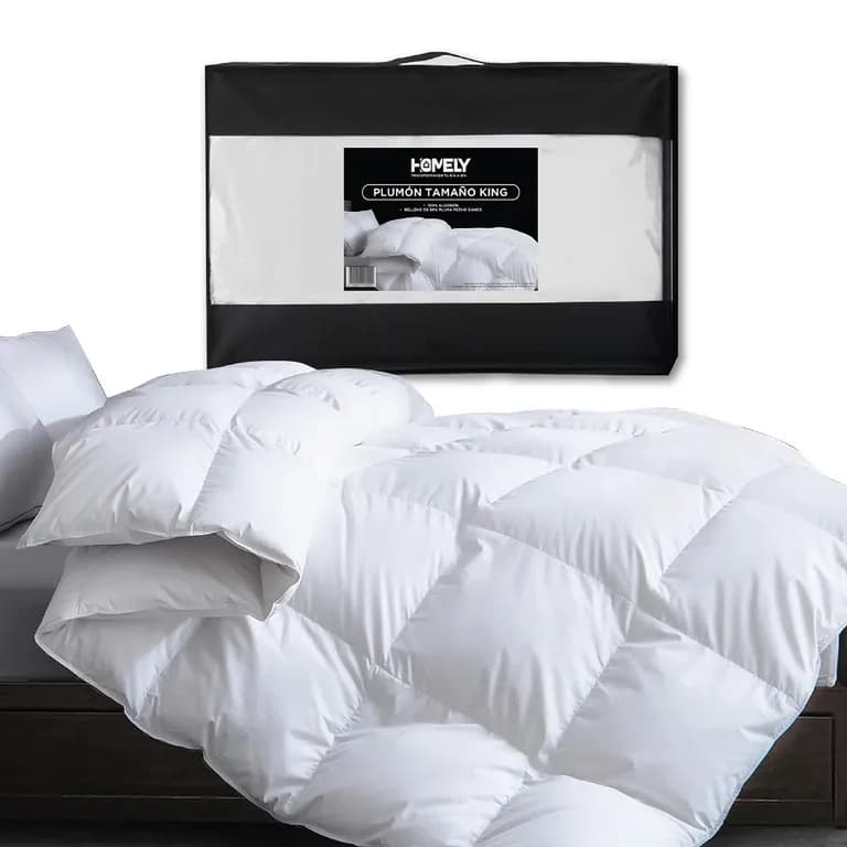 Plumon Cobertor King 90% Pluma Pecho Ganso Cubrecama Luxury. Blanco KING