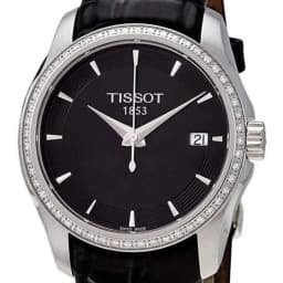 Reloj Couturier Cuarzo Esfera Negra Diamantes Plateado TALLA UNICA