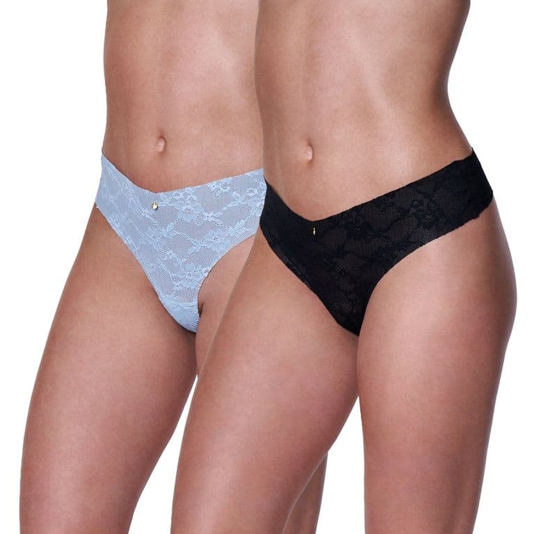 Pack 2 Calzones Bikini Encaje 20577 Negro L