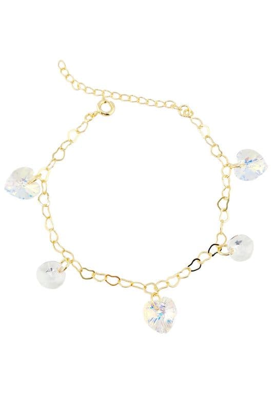 Pulsera Romance Gold 24K creado con cristales de Swarovski Aurora Boreal Dorado TALLA UNICA