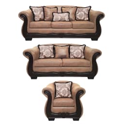 Living Con Resorte Estructural Bufalo 8 Cuerpos 4+3+1 Envejecido Cafe