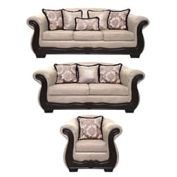 Living Con Resorte Estructural Bufalo 8 Cuerpos 4+3+1 Envejecido Beige
