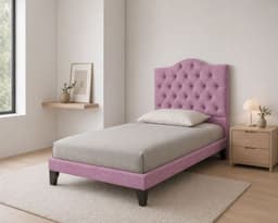 Cama 1 Plaza Ovalada Incluye Base y Respaldo - Palo Rosa