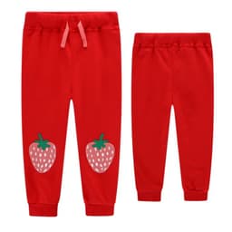 Pantalon Buzo Nina 100% Algodon Frutillas Rojo 2