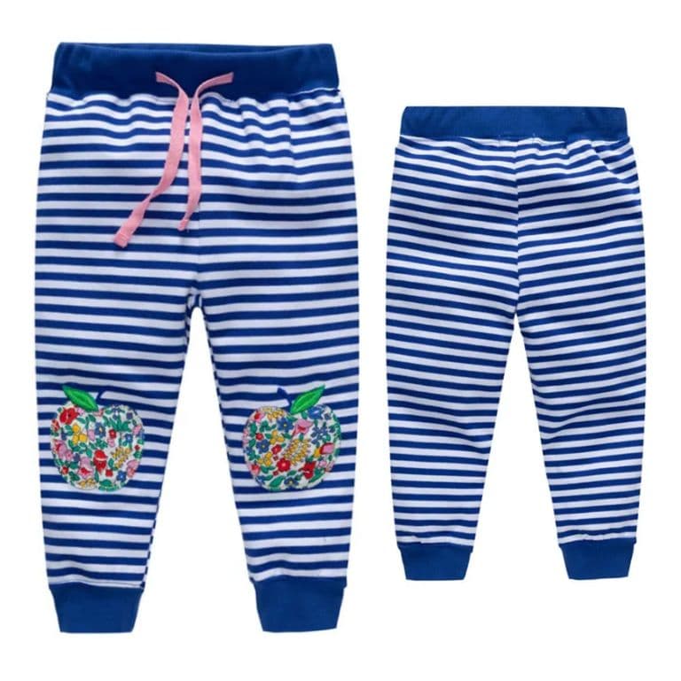 Pantalon Buzo Nina 100% Algodon Manzanas Azul 2