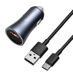 Cargador Rapido Auto Dual USB + USB-C Tipo C 1 m 40W Gris