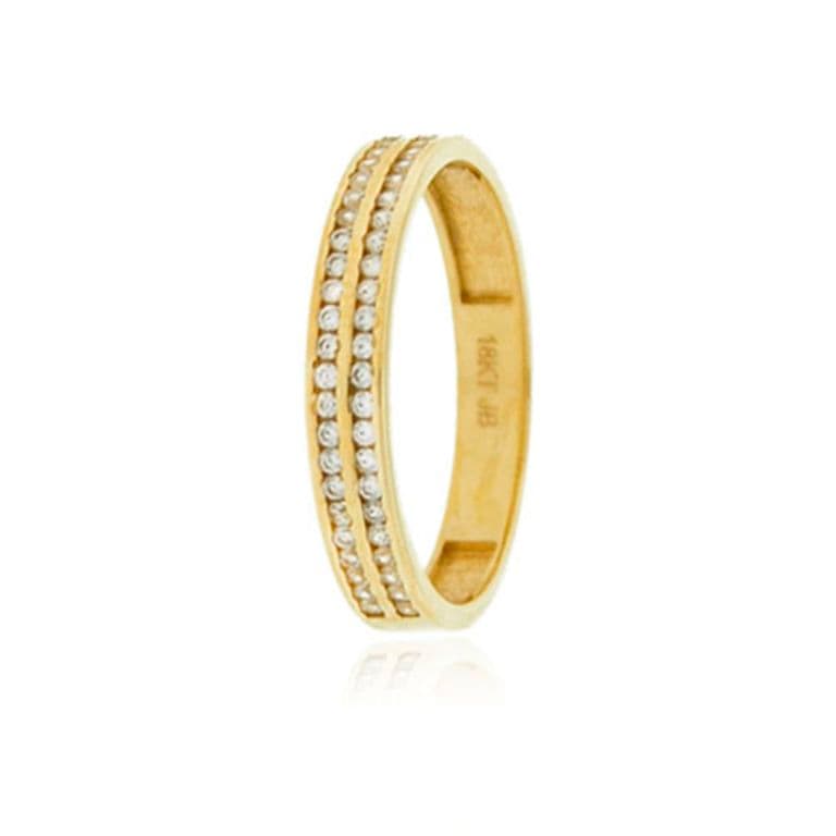 Anillo Compromiso de Oro 18Kt Cintillo Doble Riel Circon Amarillo 15