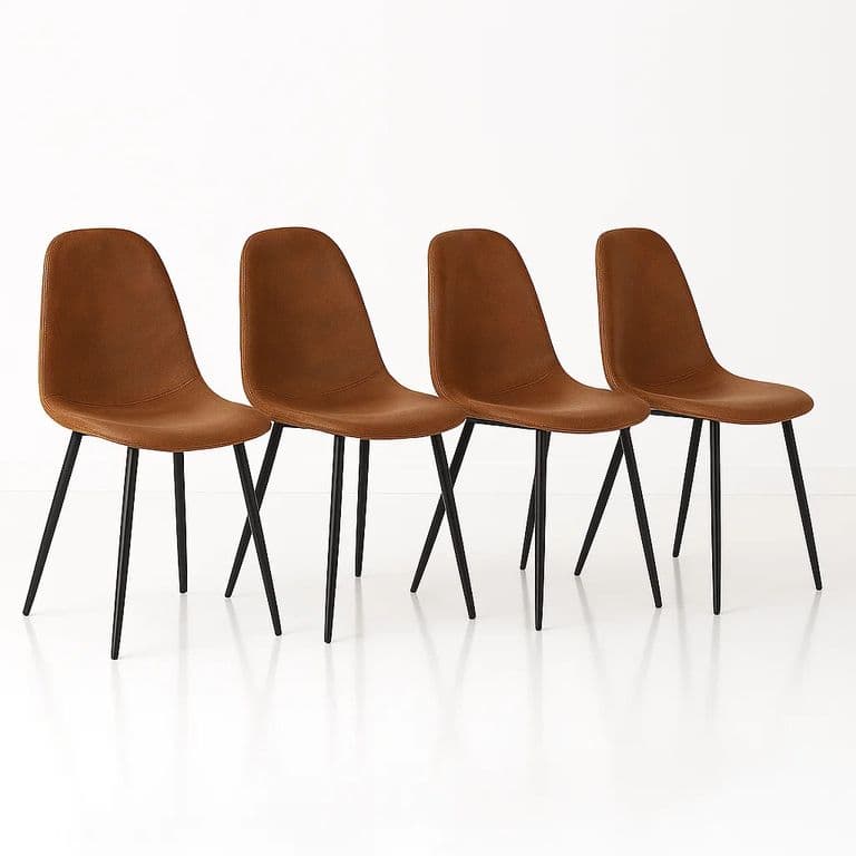 Pack de 4 Sillas Spoon Ecocuero vintage cafe oscuro