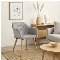 Sitial Diamond Felpa Patas de Madera para Living y Comedor Gris