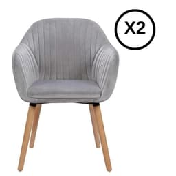 Pack 2 Sitial Diamond Felpa Patas de Madera para Living y Comedor gris