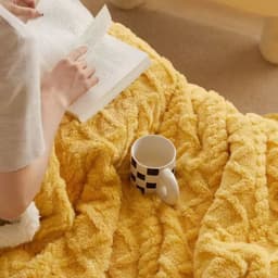 Manta Jacquard Sherpa Amarilla 127 cm x 152 cm Amarillo 1 PLAZA