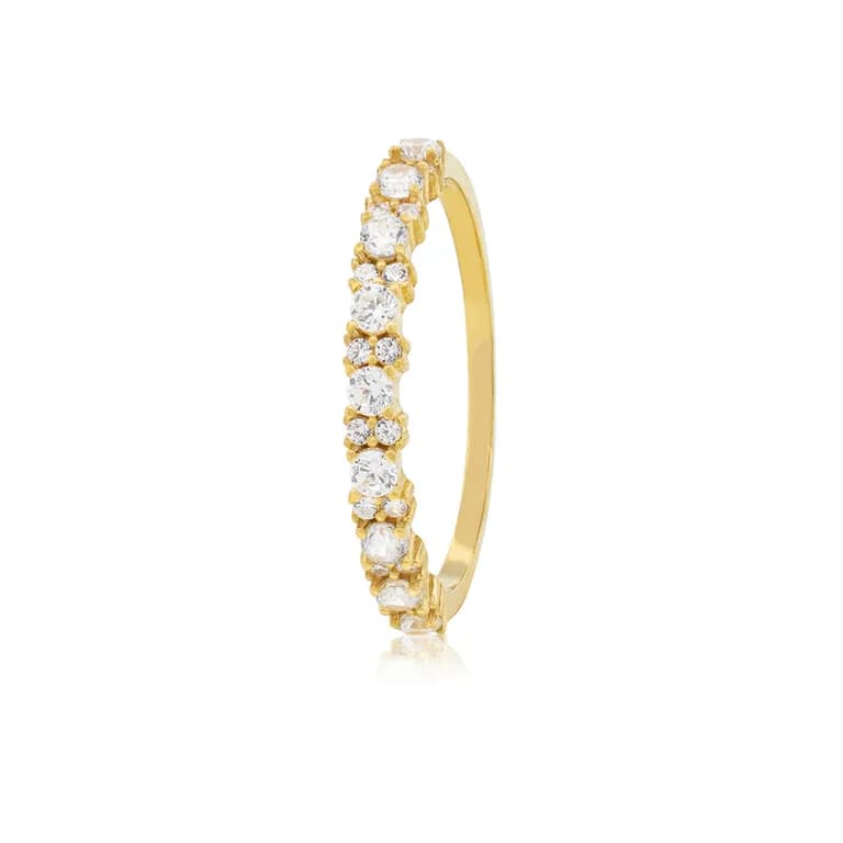 Anillo Compromiso de Oro 18Kt Dos Intercalado Circones Amarillo 16