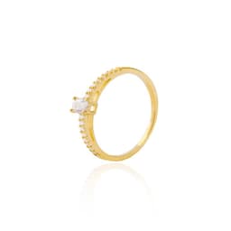 Anillo Compromiso de Oro 18Kt Solitario Medio Cintillo Circon Amarillo 14