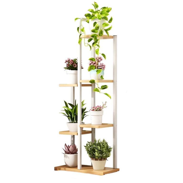 Soporte De 7 Espacios Para Macetas Plantas Decorativo Blanco