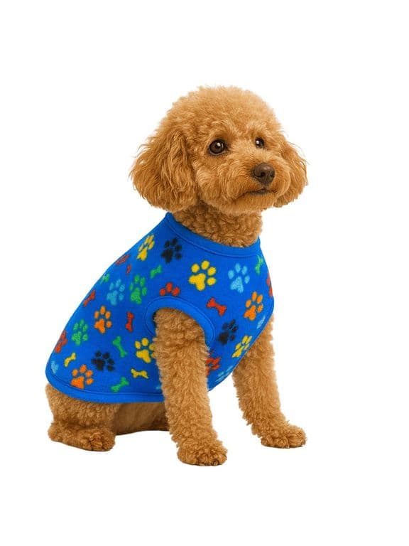Capa de polar para perro talla M 35 CM poodle, Shih Tzu - Azul - M