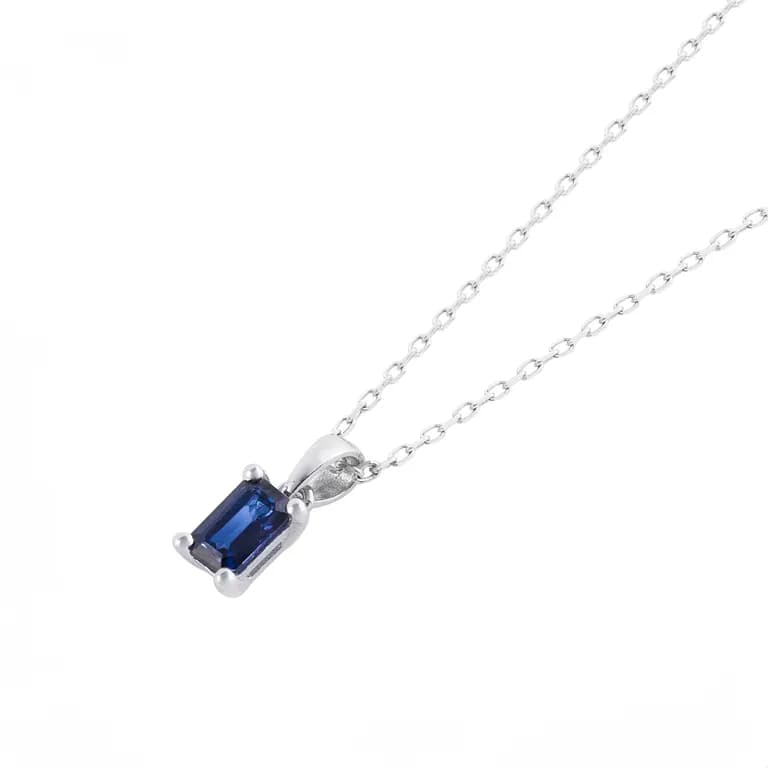 Cadena de Oro de 18kt con Zafiro central Blanco 45