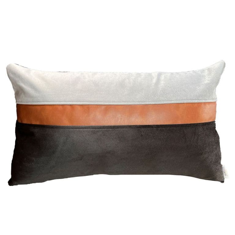 Cojin Decorativo diseno Negro Gris Ecocuero 80X40 Relleno
