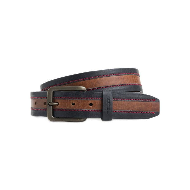 Velez Cinturon Unifaz Soft Cuero Hombre Punta Trapecio Cafe Azul Oscuro 38