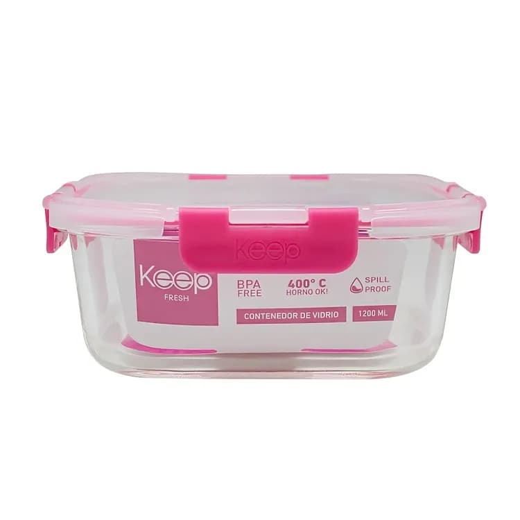 HERMETICO CUADRADO 1200ML GLASS FUCSIA