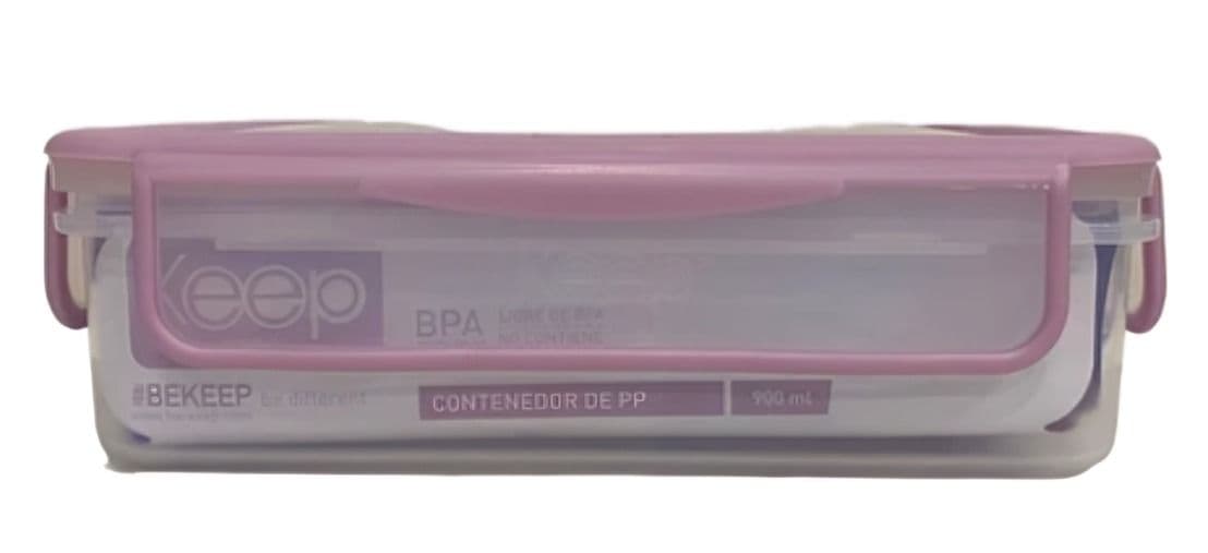 HERMETICO PP 900ML RECTANGULAR ROSADO