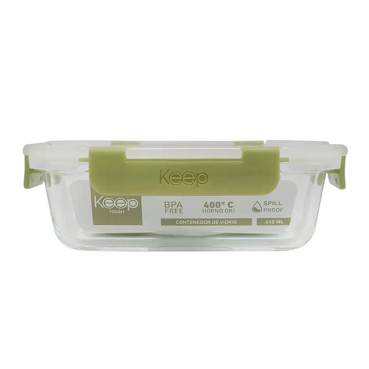 HERMETICO RECTANGULAR 640ML GLASS VERDE