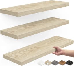 Repisas Flotantes De Madera Estante MDF Premium Natural Pack x3