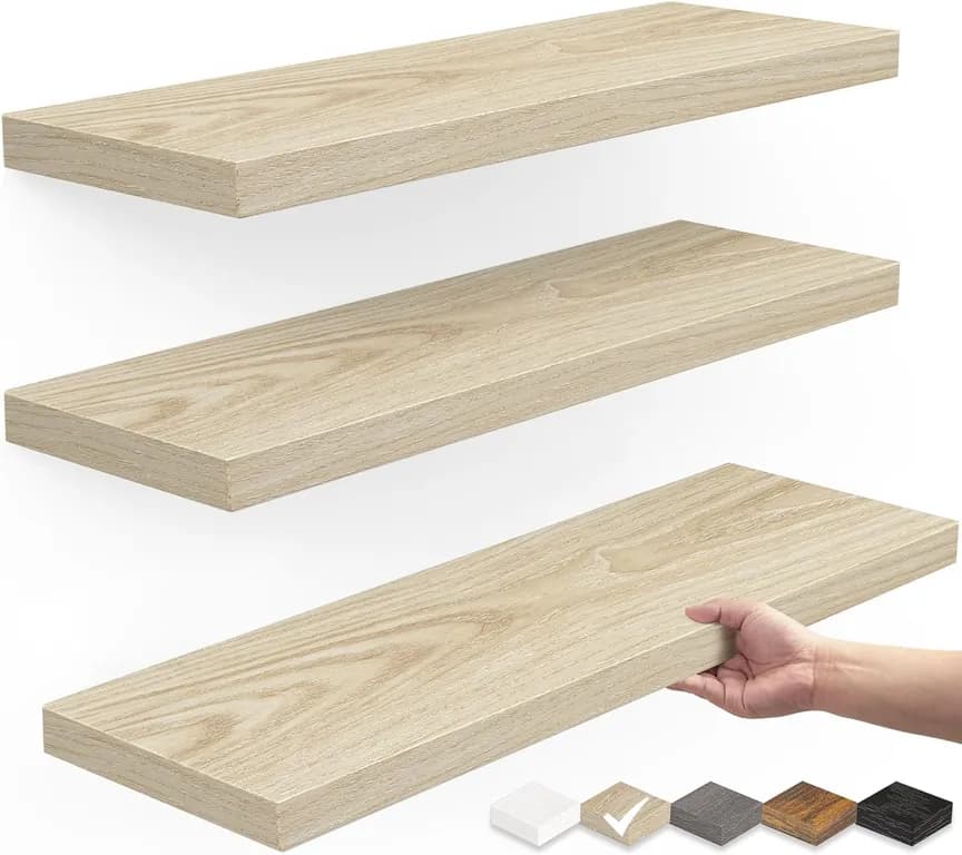 Repisas Flotantes De Madera Estante MDF Premium Natural Pack x3