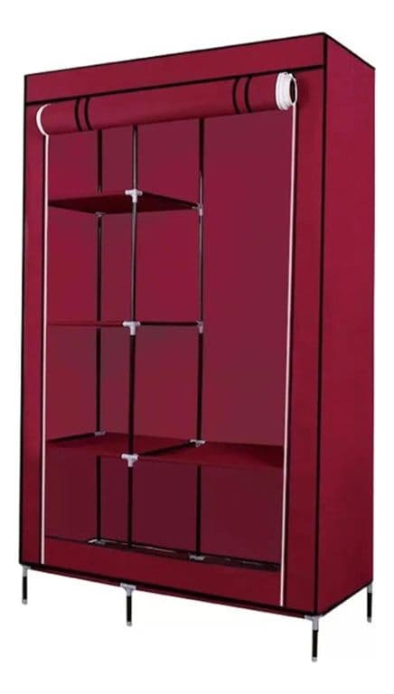 Closet Organizador Armable de Tela 2 Cuerpos Wine Red 175 cm