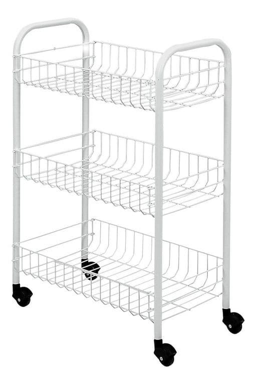 Organizador Cocina Metal Blanco Ruedas 61 x 27 CM - Blanco