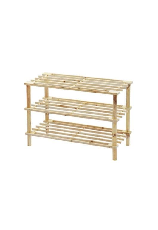 Zapatero Organizador De Madera Con 3 Niveles Cafe Claro Rectangular