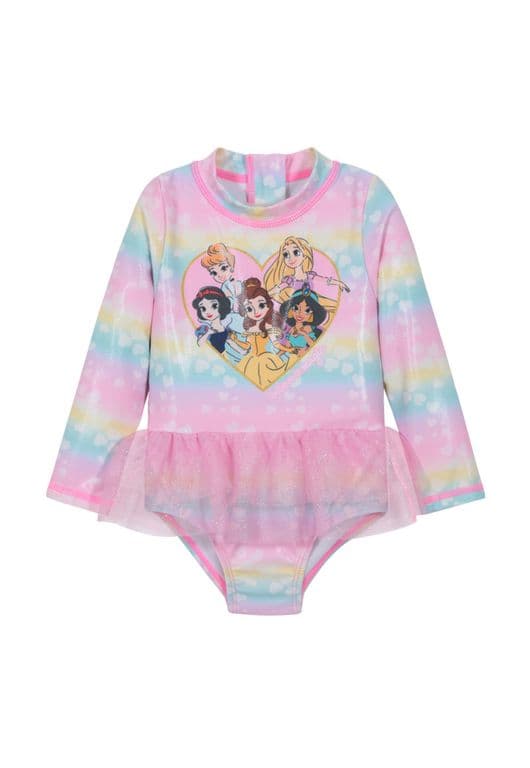 Traje de Bano Bebe Nina Manga Larga UV50+ Princesas Multicolor 12-18 MESES