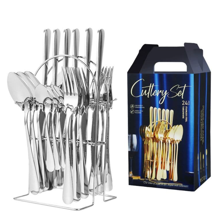 Set De 24 Cubiertos De Acero Inoxidable Deluxe