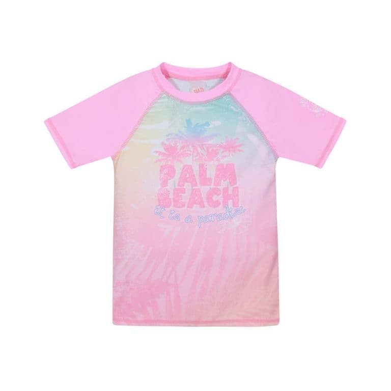 Traje de Bano Nina Polera UV50+ Manga Corta Rosa 16