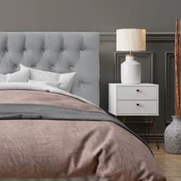 Respaldo de Cama Capitone Premium Felpa Gris Plata - 1.5 Plaza