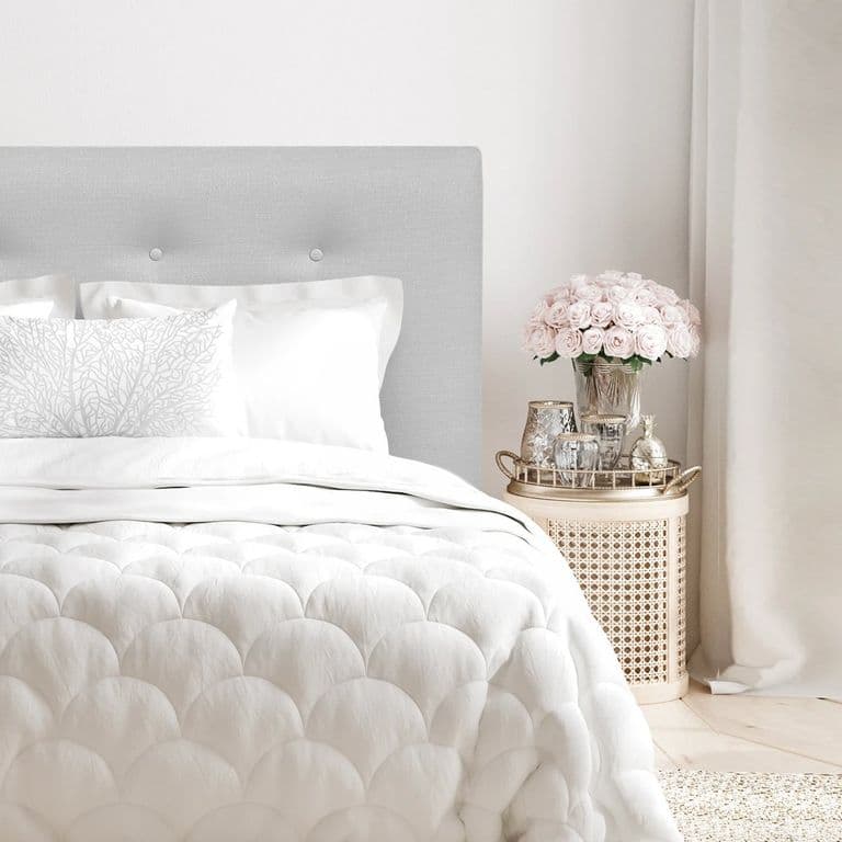 Respaldo de Cama Botone Premium Lino Gris Plata - King