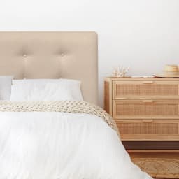 Respaldo de Cama Botone Premium Lino Beige - 2 Plazas