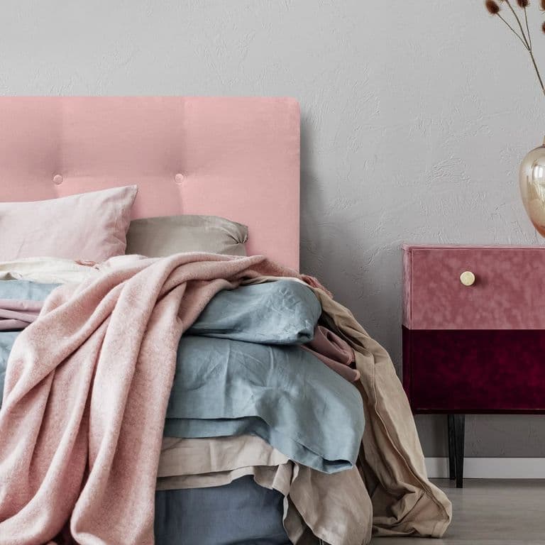 Respaldo de Cama Botone Premium Felpa Rosado Claro - 1 Plaza
