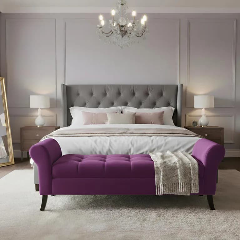 Banqueta Baul Tucson Color Morado Tamano King 170x45x60cm