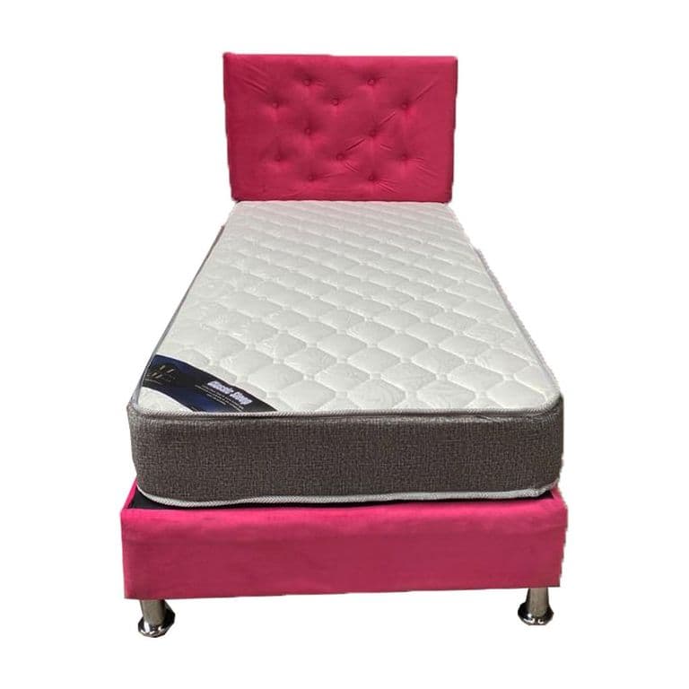 Cama HVM 15P Rosado Felpa Respaldo Pmetal