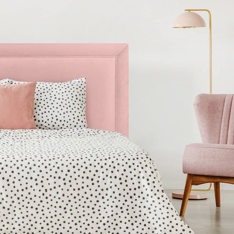 Respaldo de Cama Flat Frame Vivo Felpa Rosado Claro - Queen