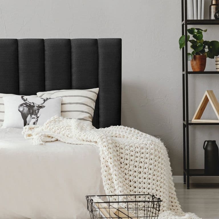 Respaldo de Cama Tubular Vertical Lino Grafito - 1.5 Plaza