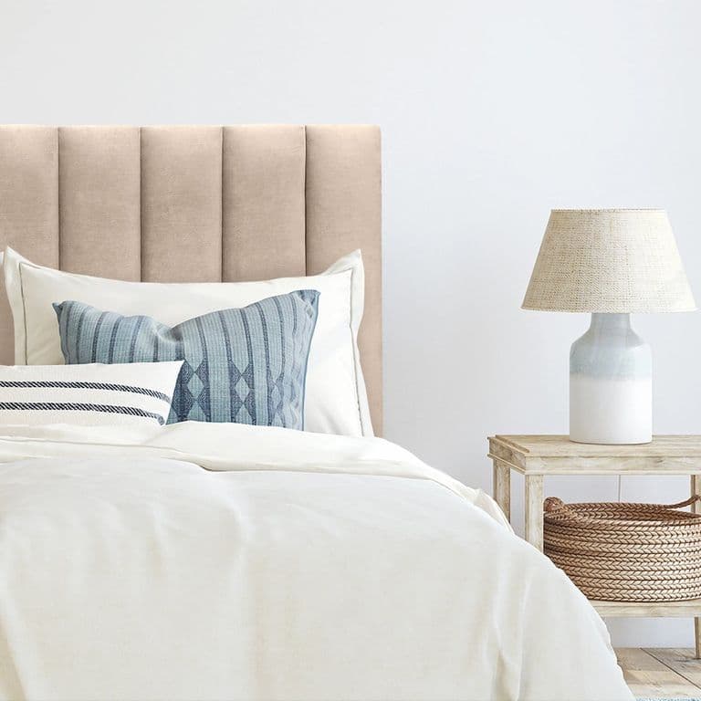 Respaldo de Cama Tubular Vertical Felpa Beige - 1 Plaza