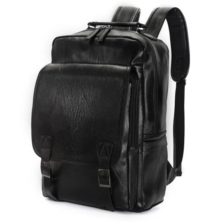 Mochila MOVAC Urban Cuero Ecologico Impermeable de Gran Capacidad Negro TALLA UNICA