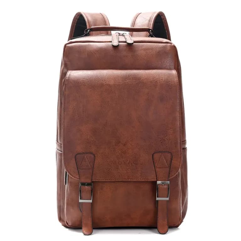 Mochila MOVAC Urban Cuero Ecologico Impermeable de Gran Capacidad Cafe Claro TALLA UNICA