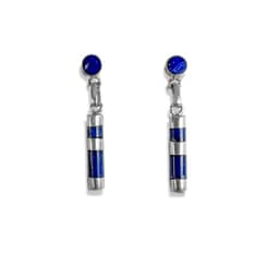 Aros Tubo Cebra Colgante Lapislazuli Plata Fina 925 Plateado TALLA UNICA