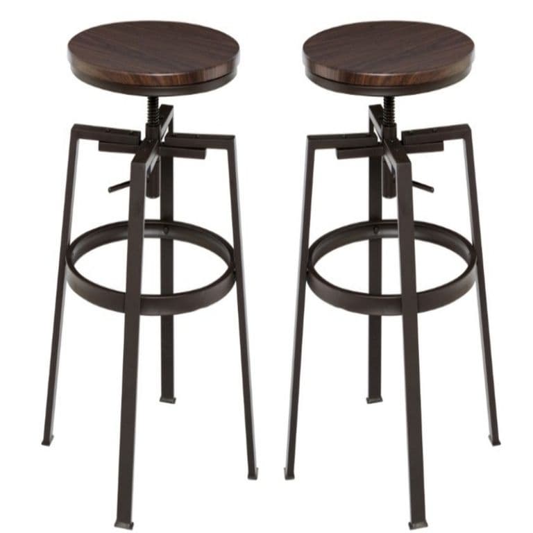 Pack 2 Taburete Industrial Vintage Metal Madera