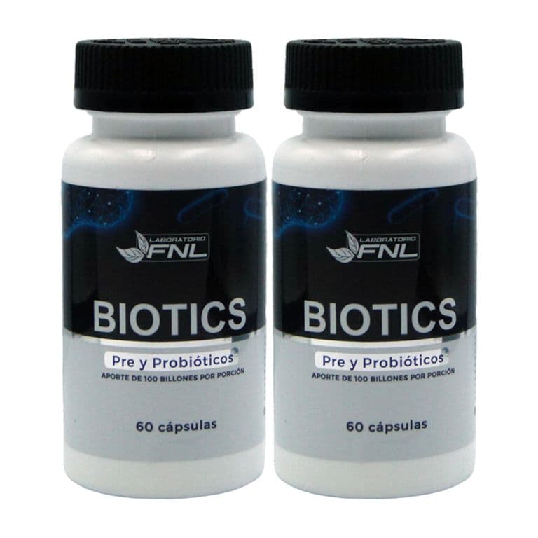 Biotics Pre Y Probioticos 100Billones 120 Capsulas 2Meses 2Frascos x60