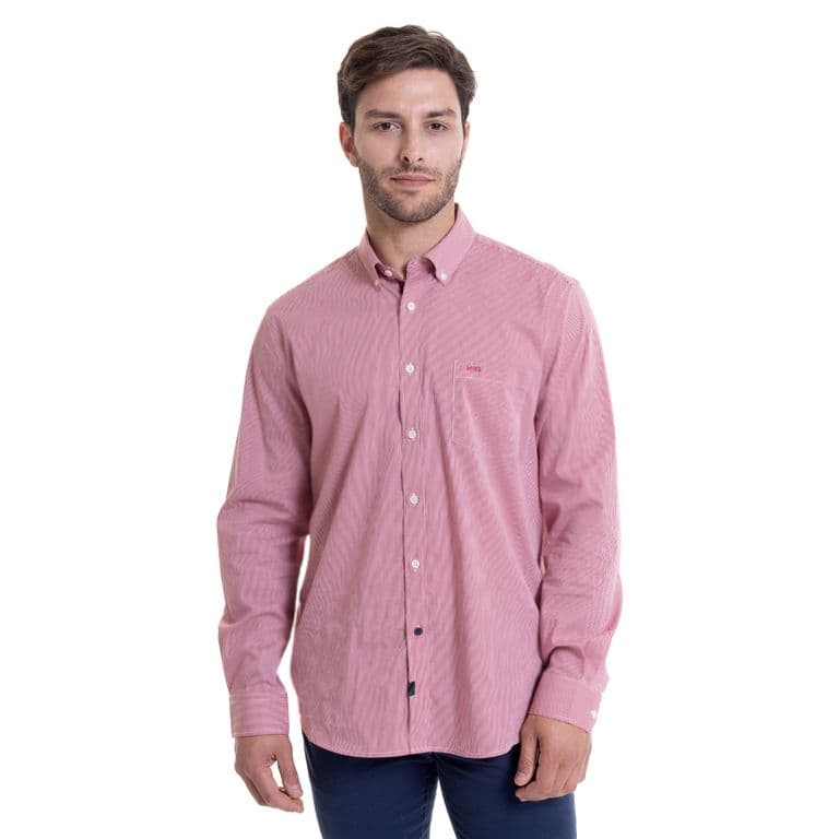 Camisa Bronx Micro Cuadro Regular Fit Rojo L